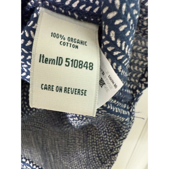 L.L Bean Blue Textured Organic Cotton Boxy Nautical Blouse Women’s Size Small - Picture 8 of 11